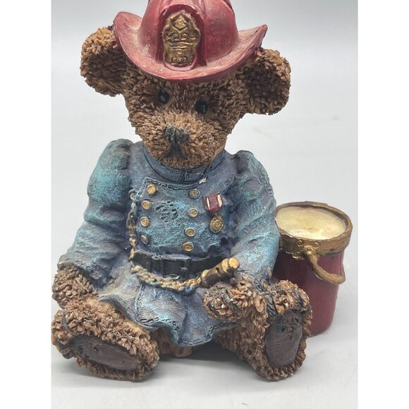 K's collection figurine bear fireman bucket hat blue brown red 5x3.5" READ - Picture 3 of 5